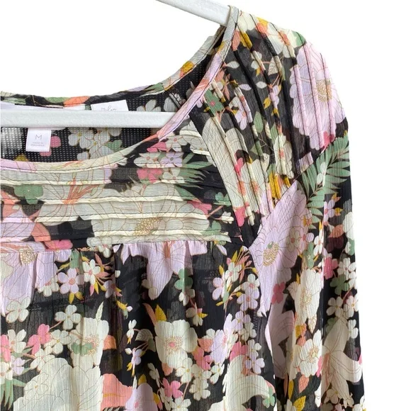 LC Lauren Conrad Floral Chiffon Peasant Top - Picture 5 of 8
